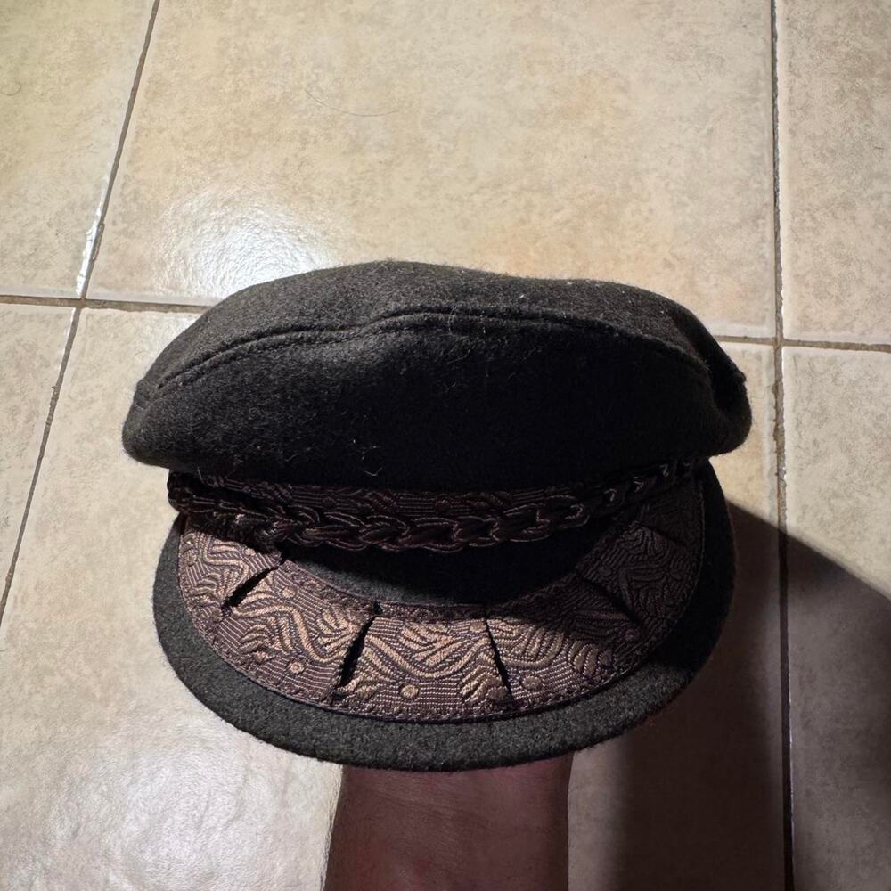 Vintage black wool greek fishermans hat